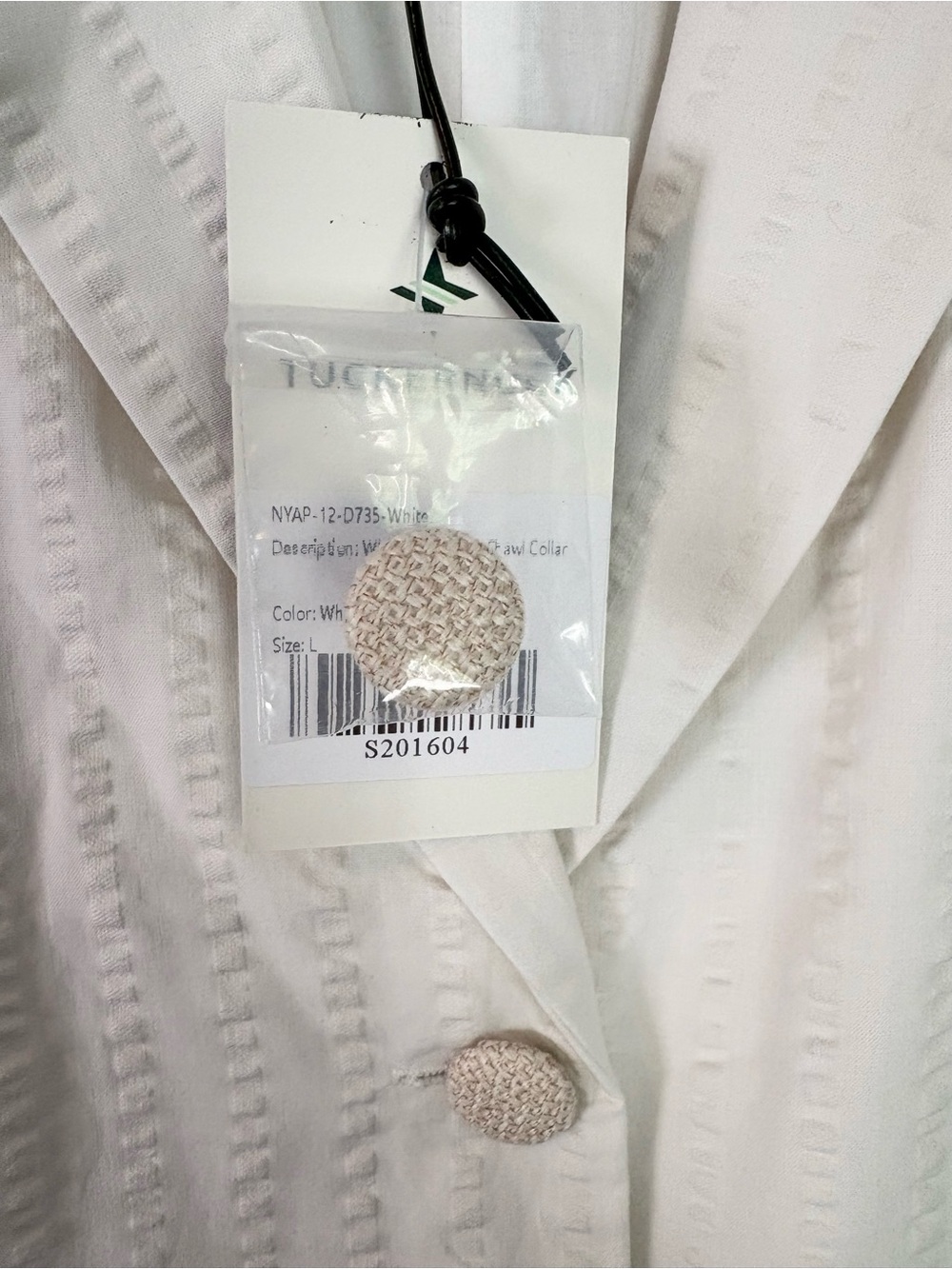 Tuckernuck Adelaide Shawl Collar Dress NWT Seersucker Sz Large White Midi Lined - Picture 8 of 14